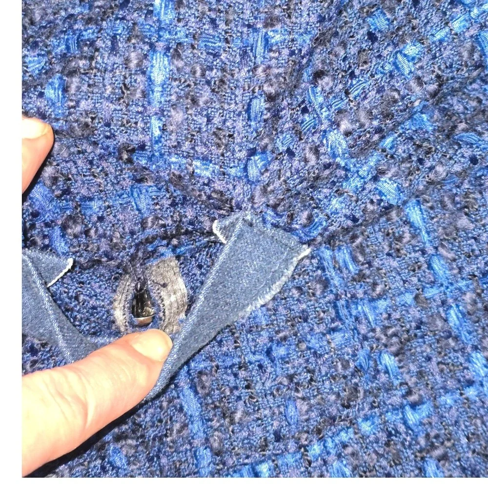 NWOT Kate spade Brooke Street Blue‎ Plaid Tweed Denim Trim Mini Skirt Size 0